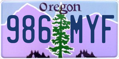 OR license plate 986MYF