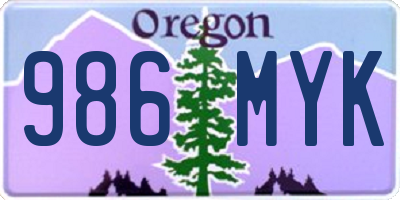 OR license plate 986MYK