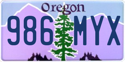 OR license plate 986MYX