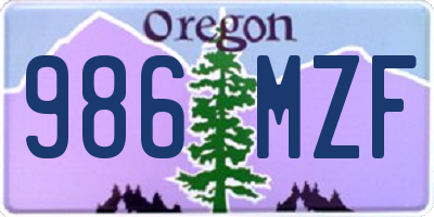 OR license plate 986MZF