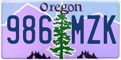 OR license plate 986MZK