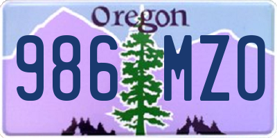OR license plate 986MZO