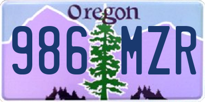 OR license plate 986MZR