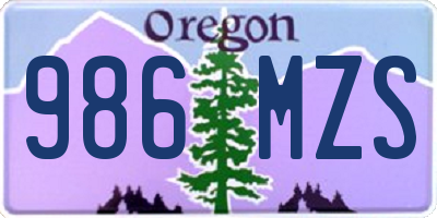 OR license plate 986MZS