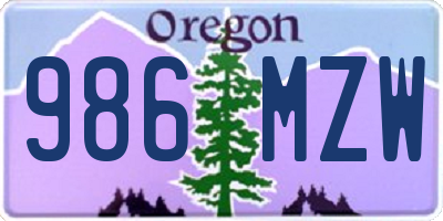 OR license plate 986MZW