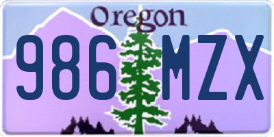 OR license plate 986MZX