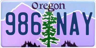 OR license plate 986NAY