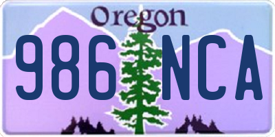 OR license plate 986NCA