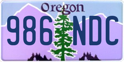 OR license plate 986NDC