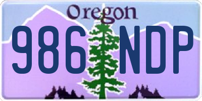 OR license plate 986NDP
