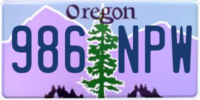 OR license plate 986NPW