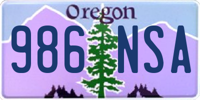 OR license plate 986NSA