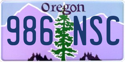 OR license plate 986NSC
