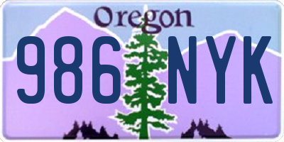 OR license plate 986NYK