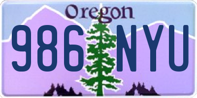 OR license plate 986NYU