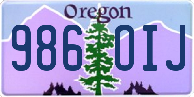 OR license plate 986OIJ