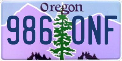 OR license plate 986ONF