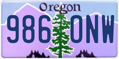 OR license plate 986ONW