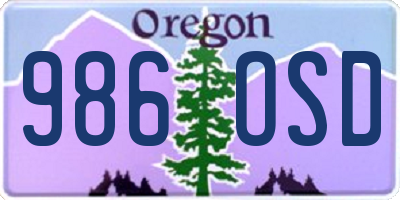 OR license plate 986OSD