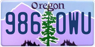 OR license plate 986OWU