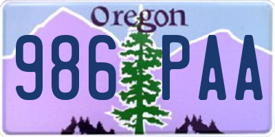 OR license plate 986PAA