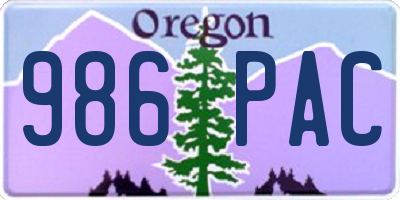 OR license plate 986PAC