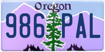 OR license plate 986PAL