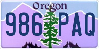 OR license plate 986PAQ