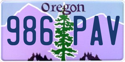 OR license plate 986PAV
