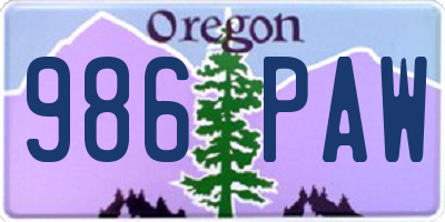 OR license plate 986PAW
