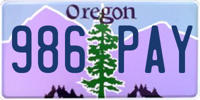 OR license plate 986PAY