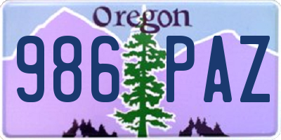 OR license plate 986PAZ