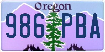 OR license plate 986PBA