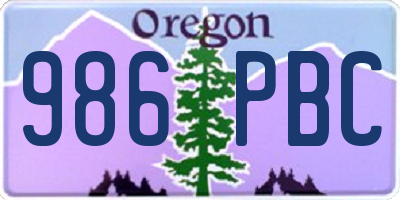 OR license plate 986PBC