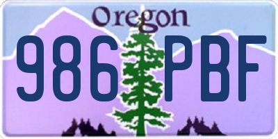 OR license plate 986PBF