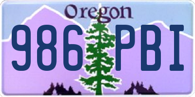 OR license plate 986PBI