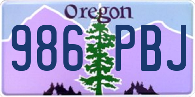 OR license plate 986PBJ