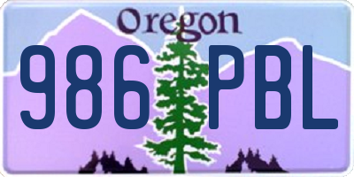 OR license plate 986PBL