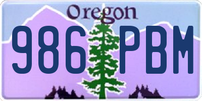 OR license plate 986PBM