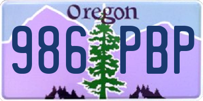 OR license plate 986PBP