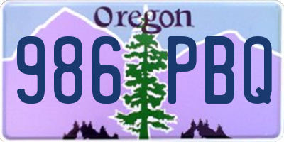 OR license plate 986PBQ