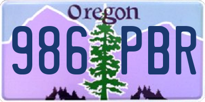 OR license plate 986PBR