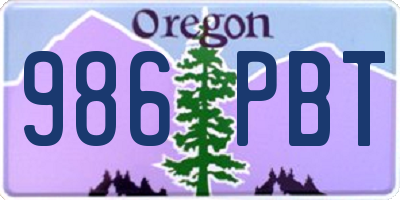 OR license plate 986PBT