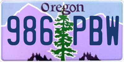 OR license plate 986PBW