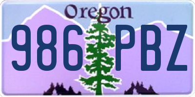 OR license plate 986PBZ