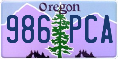 OR license plate 986PCA