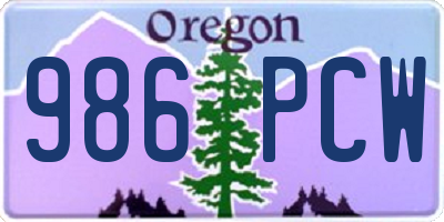 OR license plate 986PCW