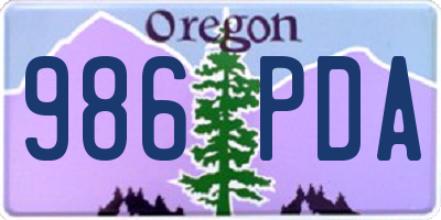 OR license plate 986PDA
