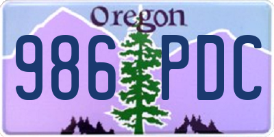 OR license plate 986PDC