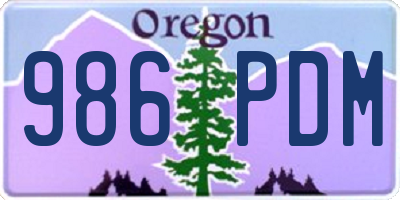 OR license plate 986PDM